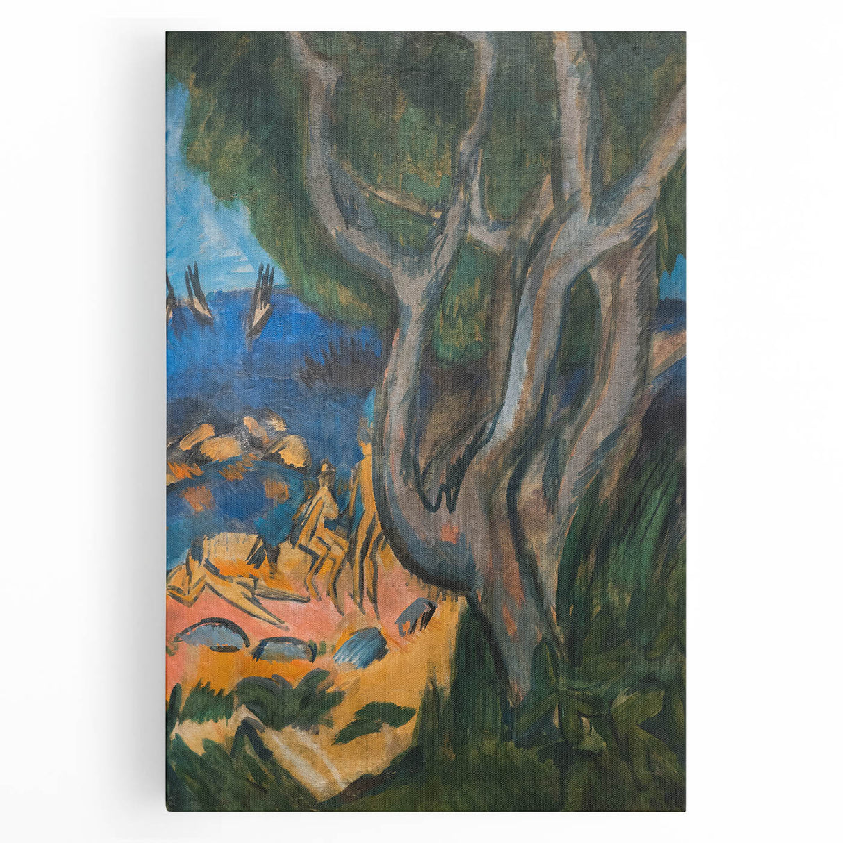 Expressionist Art: Swimmers on Fehmarn Beach | Vibrant Modern Expressionism