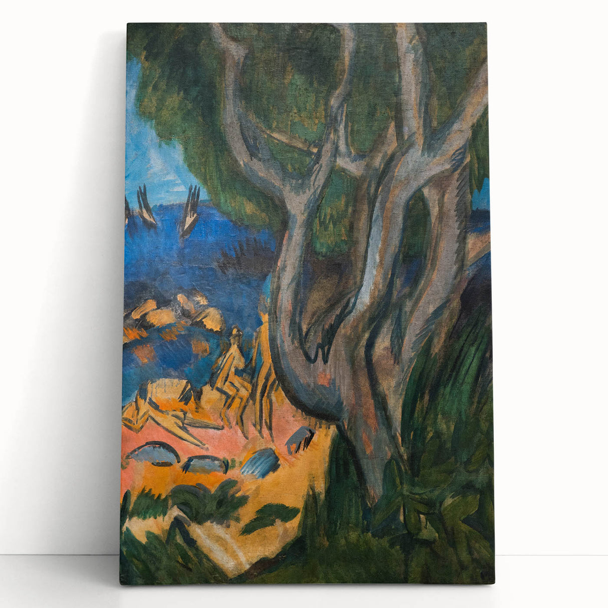 Expressionist Art: Swimmers on Fehmarn Beach | Vibrant Modern Expressionism