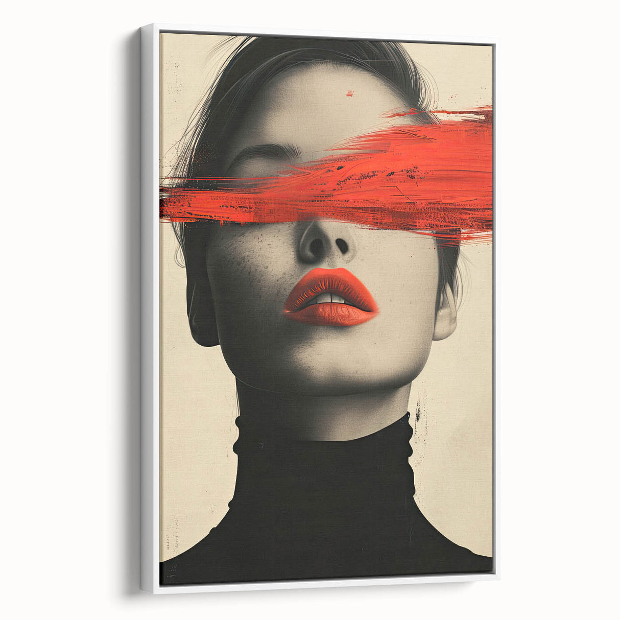 Abstract minimalist wall art featuring a framed white canvas with subtle geometric patterns, ideal for modern decor, showcasing elegance and simplicity.