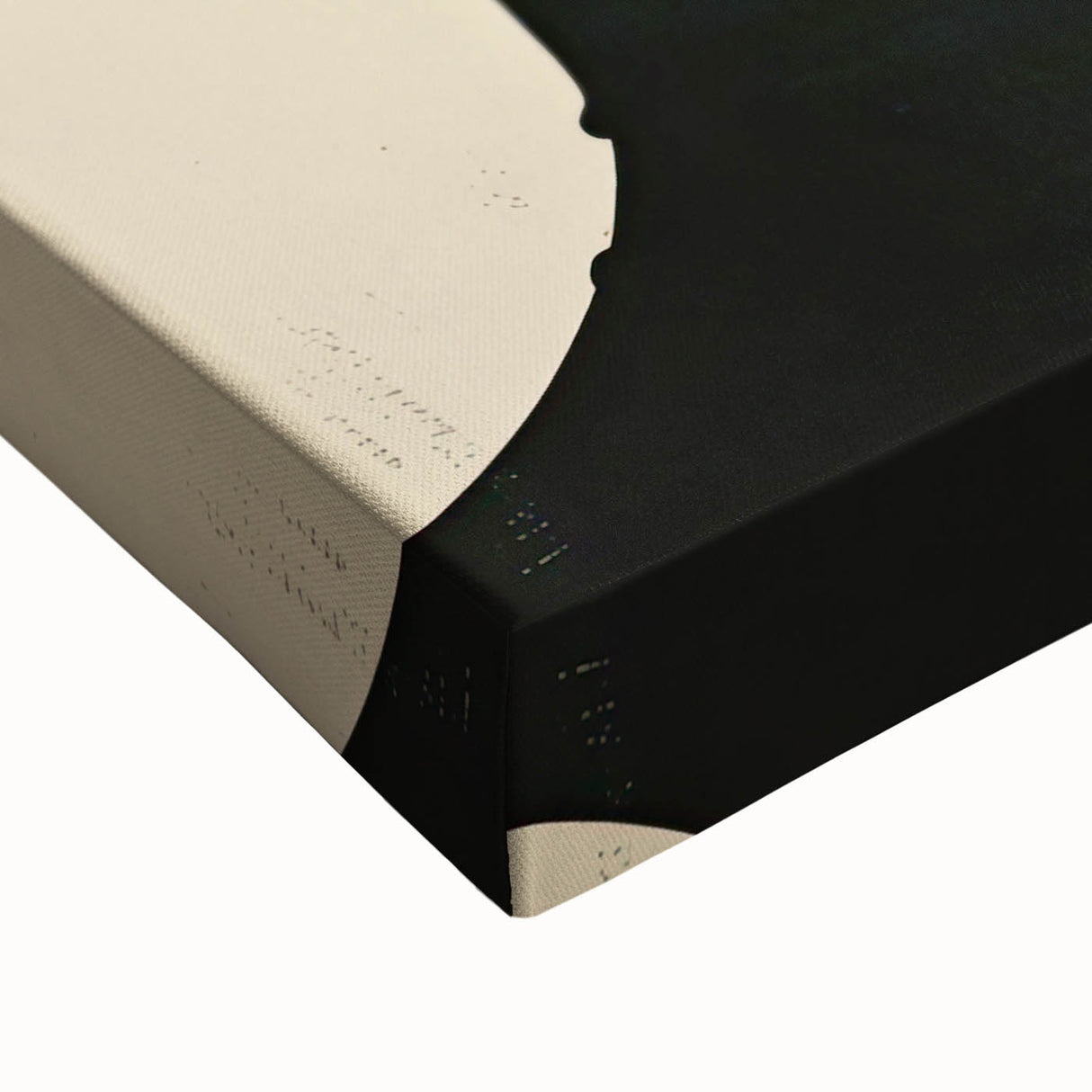 Close-up of a stretched canvas featuring abstract minimalist wall art, showcasing bold colors and geometric shapes, perfect for modern home decor.