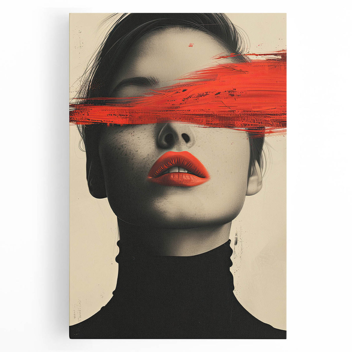 Abstract minimalist wall art on stretched canvas showcasing soft pastel colors, geometric shapes, and a serene design, perfect for modern home decor.