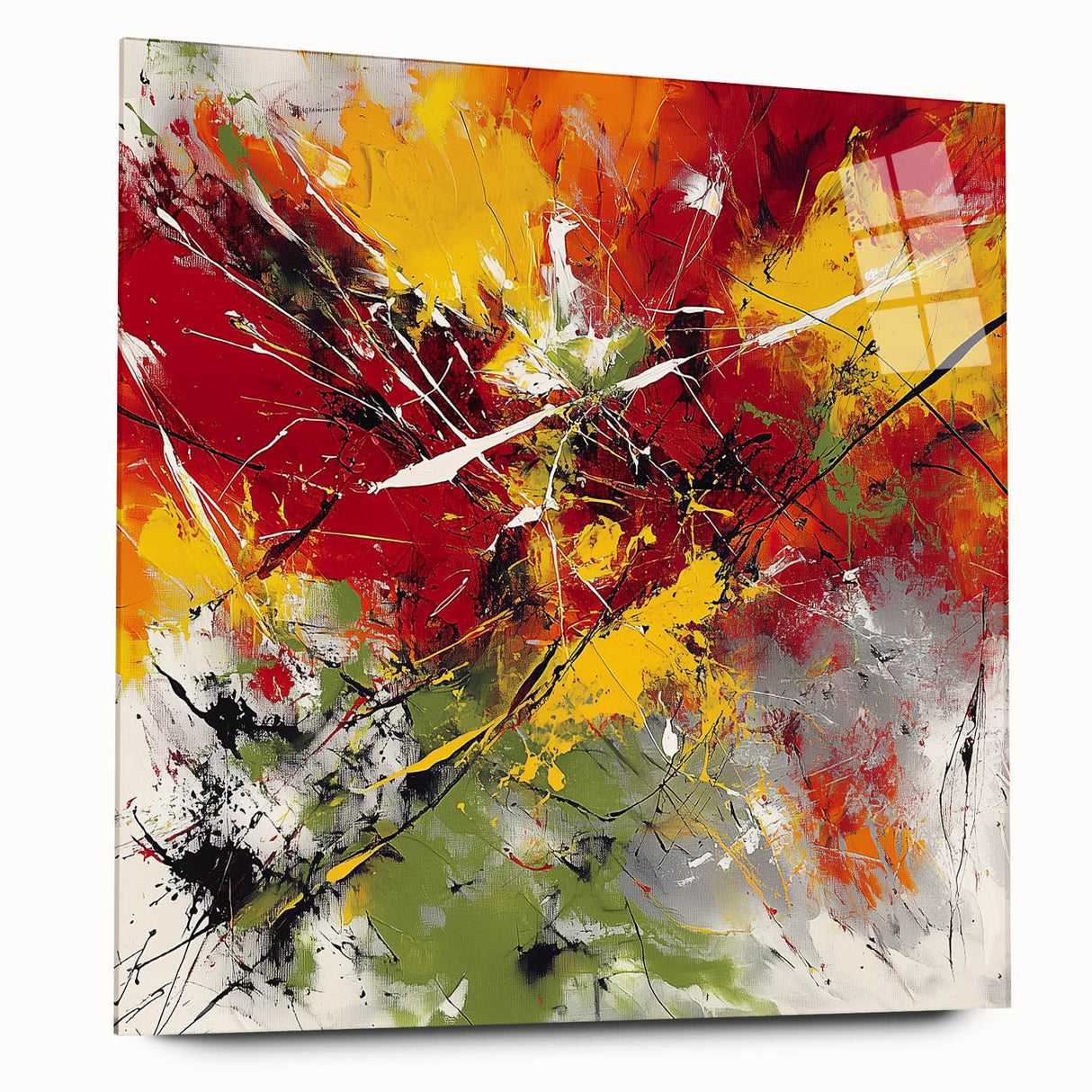 Modern Abstract Wall Art – Explosive Red and Yellow Canvas Print