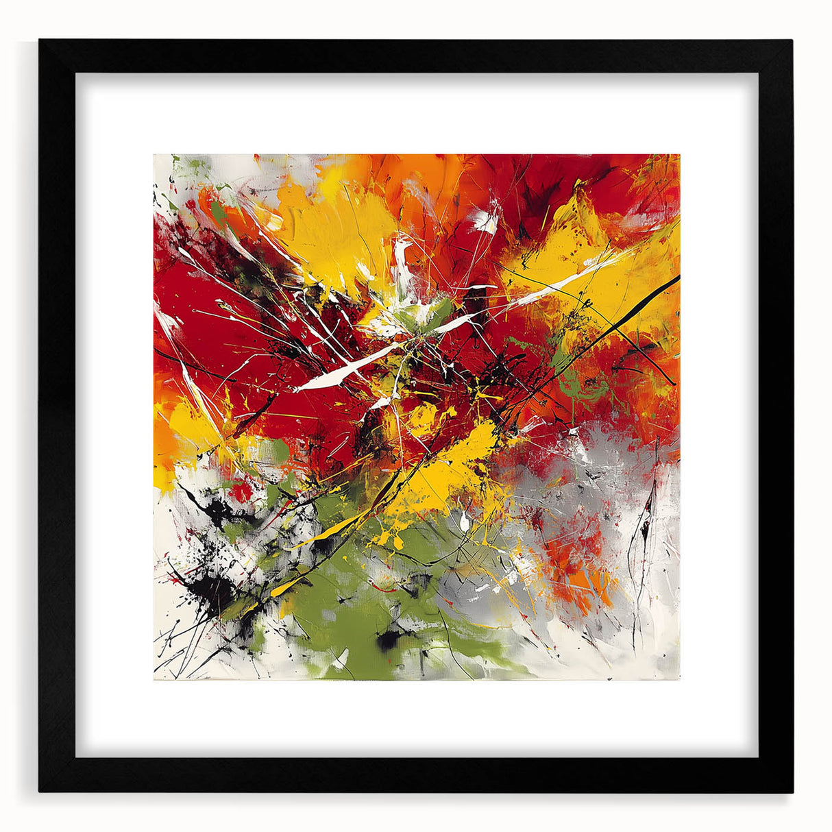 Modern Abstract Wall Art – Explosive Red and Yellow Canvas Print