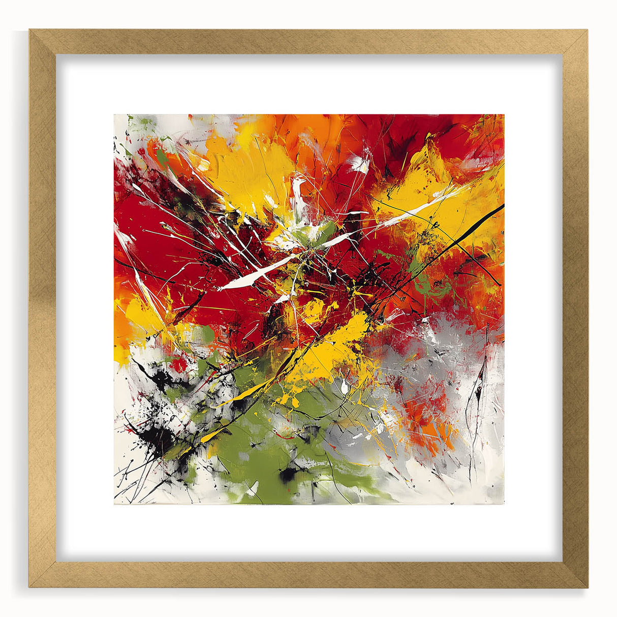 Modern Abstract Wall Art – Explosive Red and Yellow Canvas Print