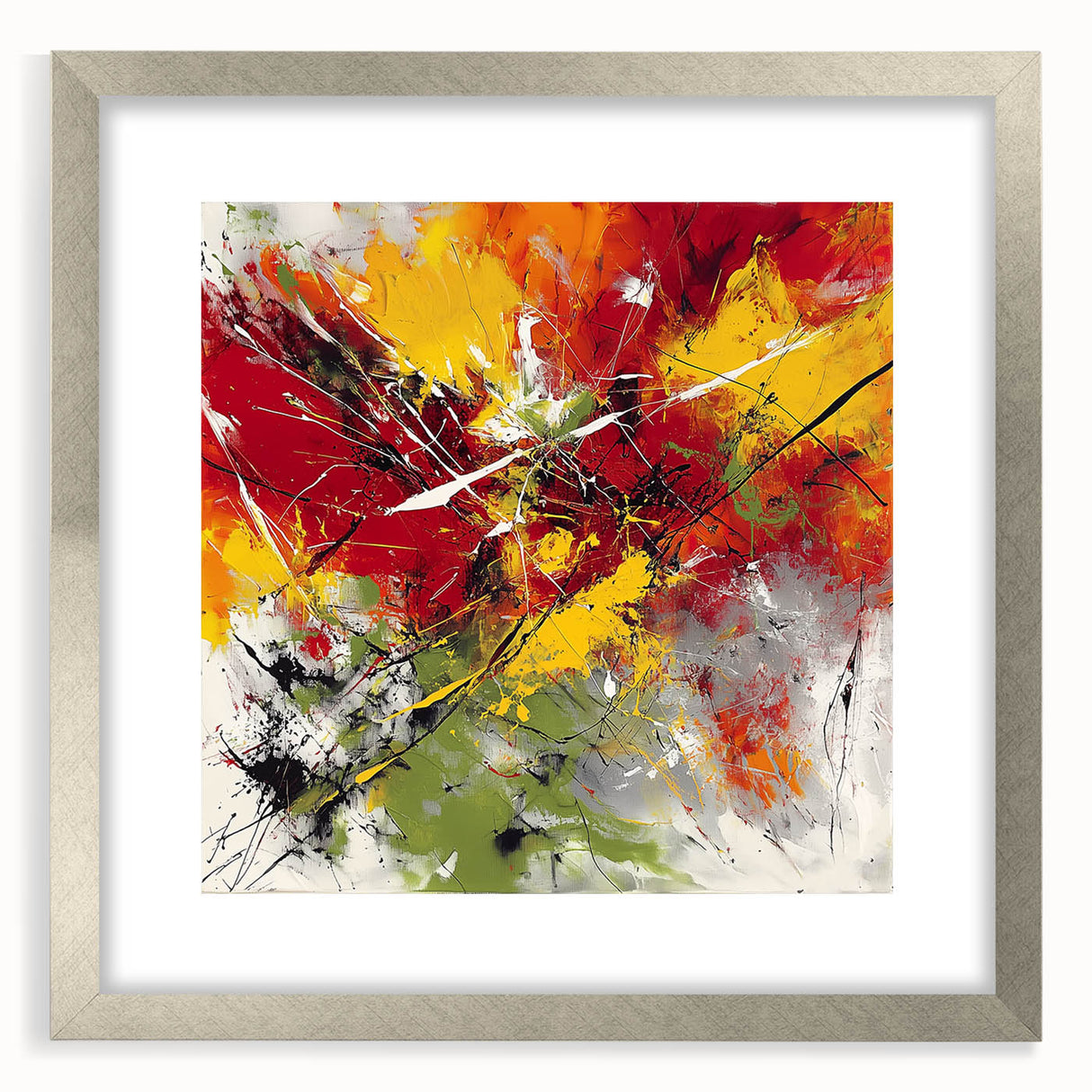 Modern Abstract Wall Art – Explosive Red and Yellow Canvas Print