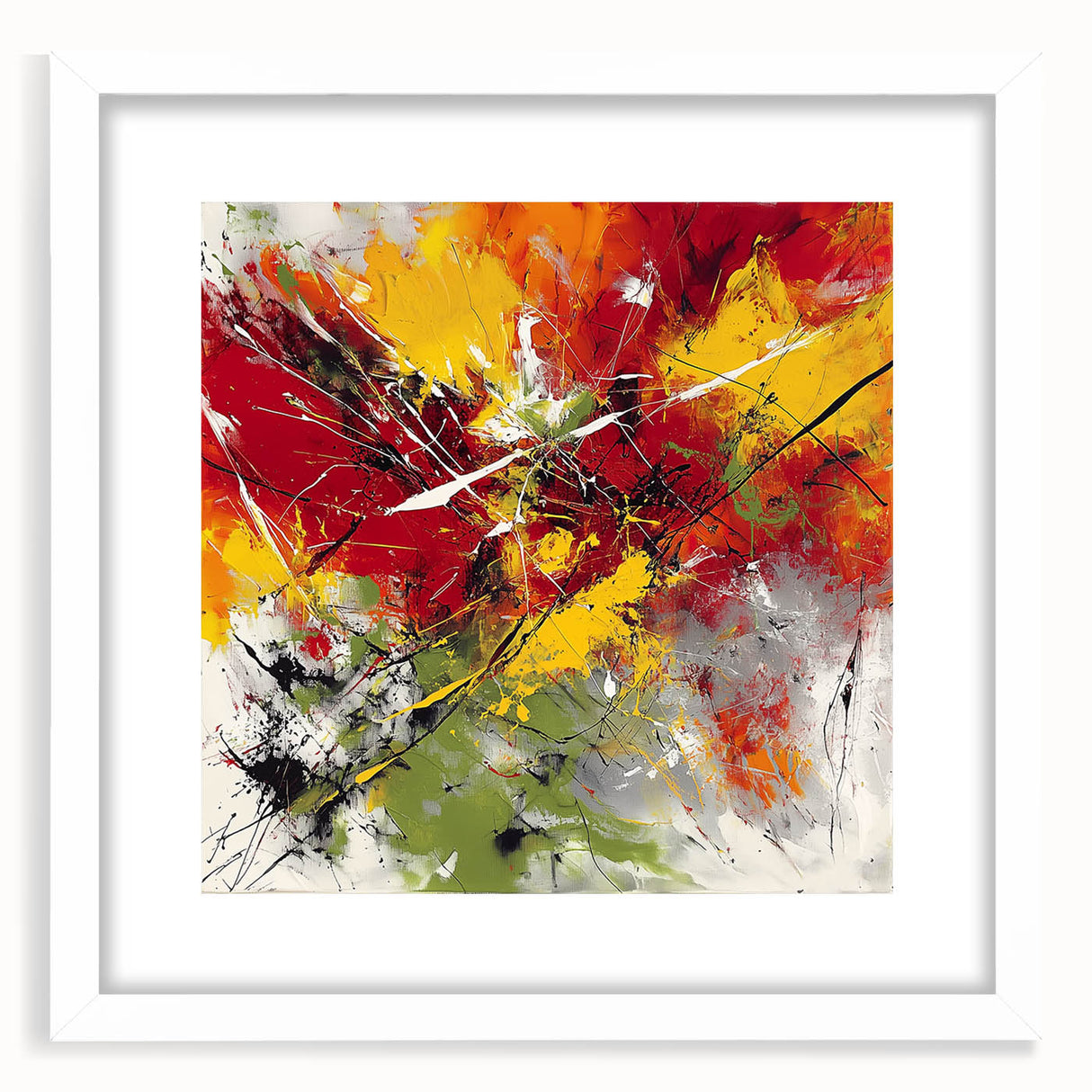 Modern Abstract Wall Art – Explosive Red and Yellow Canvas Print