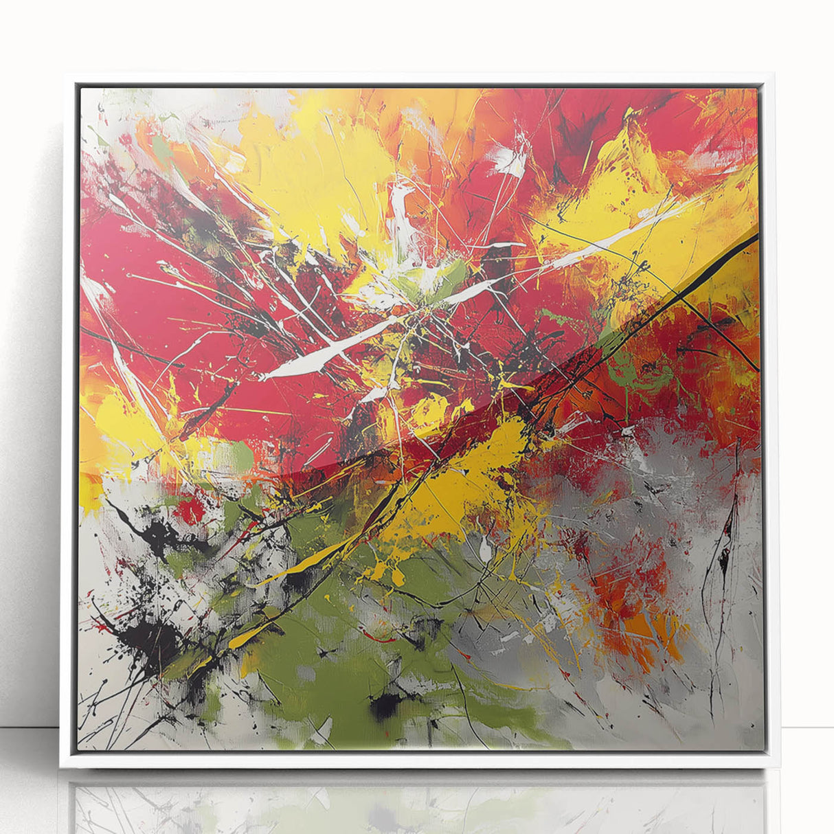 Modern Abstract Wall Art – Explosive Red and Yellow Canvas Print