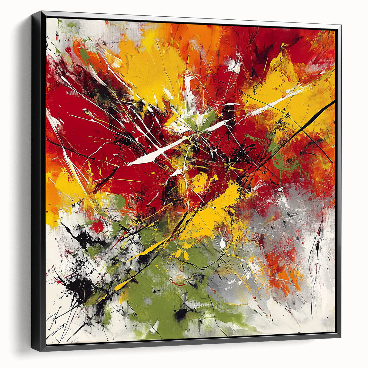 Modern Abstract Wall Art – Explosive Red and Yellow Canvas Print