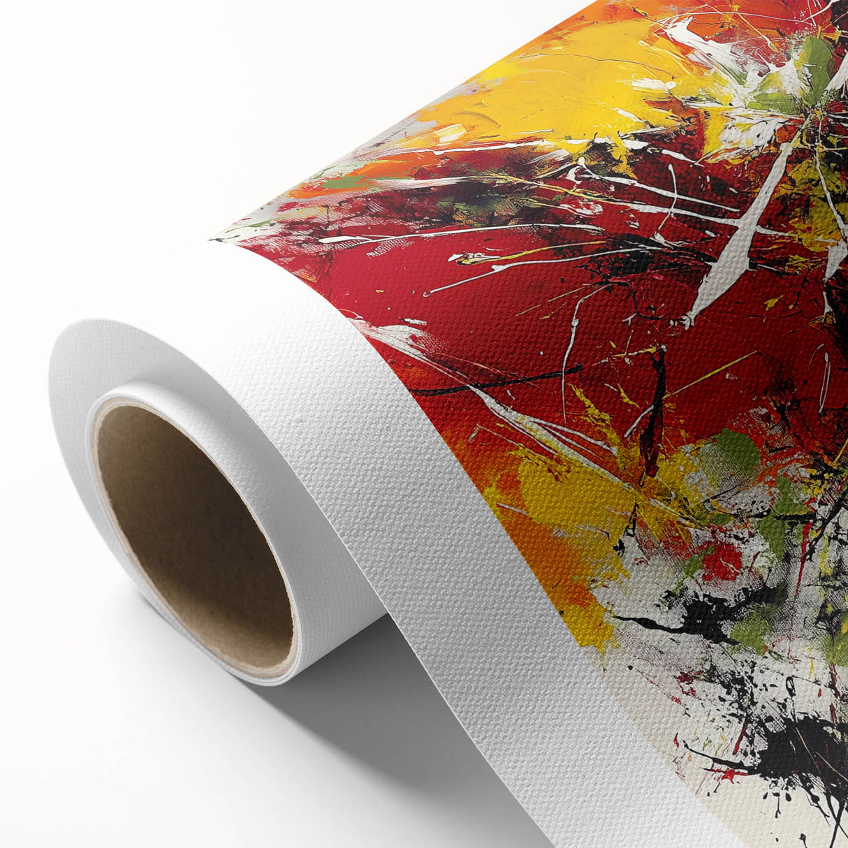Modern Abstract Wall Art – Explosive Red and Yellow Canvas Print