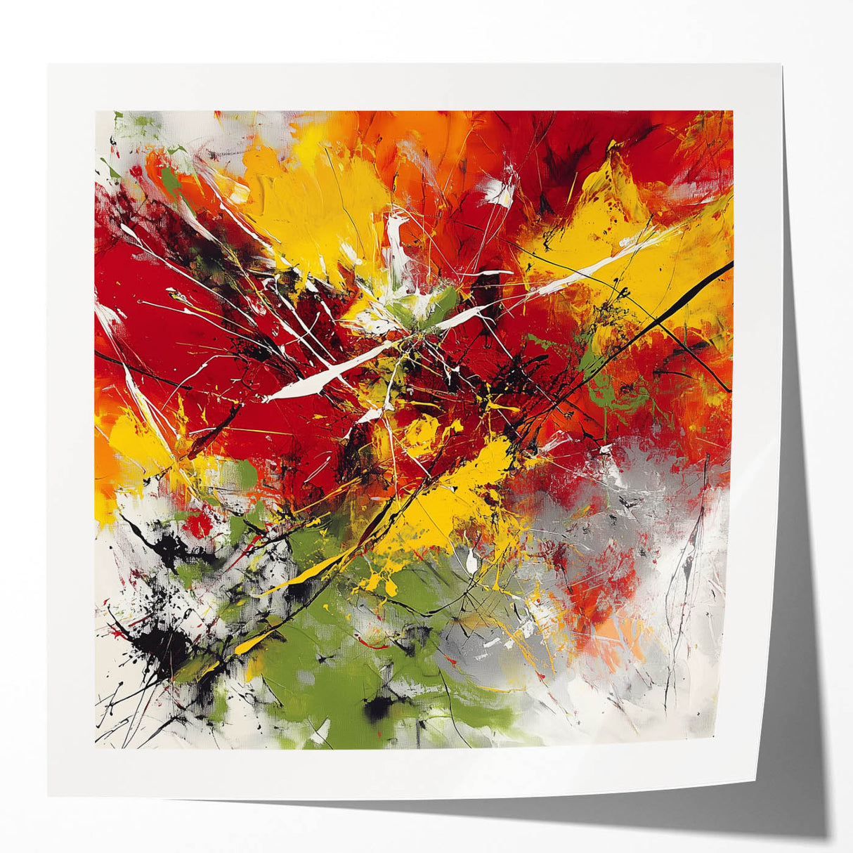 Modern Abstract Wall Art – Explosive Red and Yellow Canvas Print