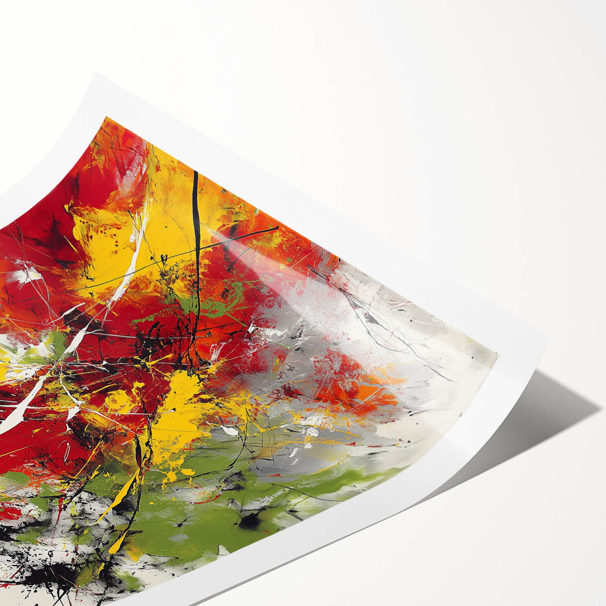 Modern Abstract Wall Art – Explosive Red and Yellow Canvas Print