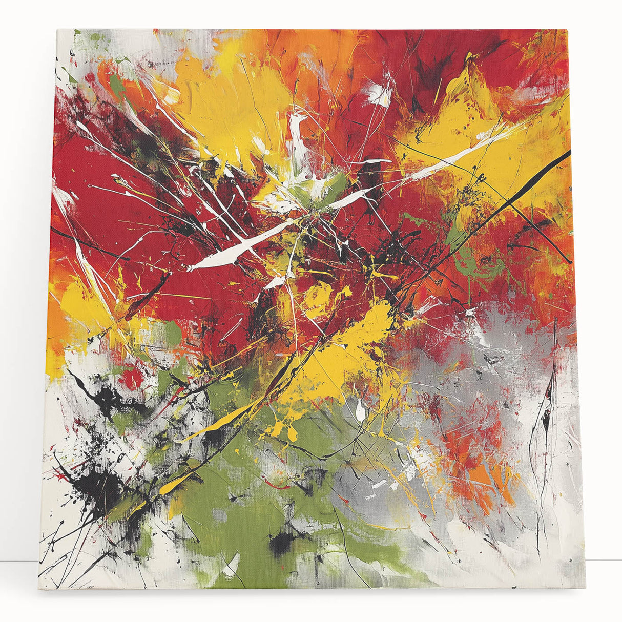 Modern Abstract Wall Art – Explosive Red and Yellow Canvas Print