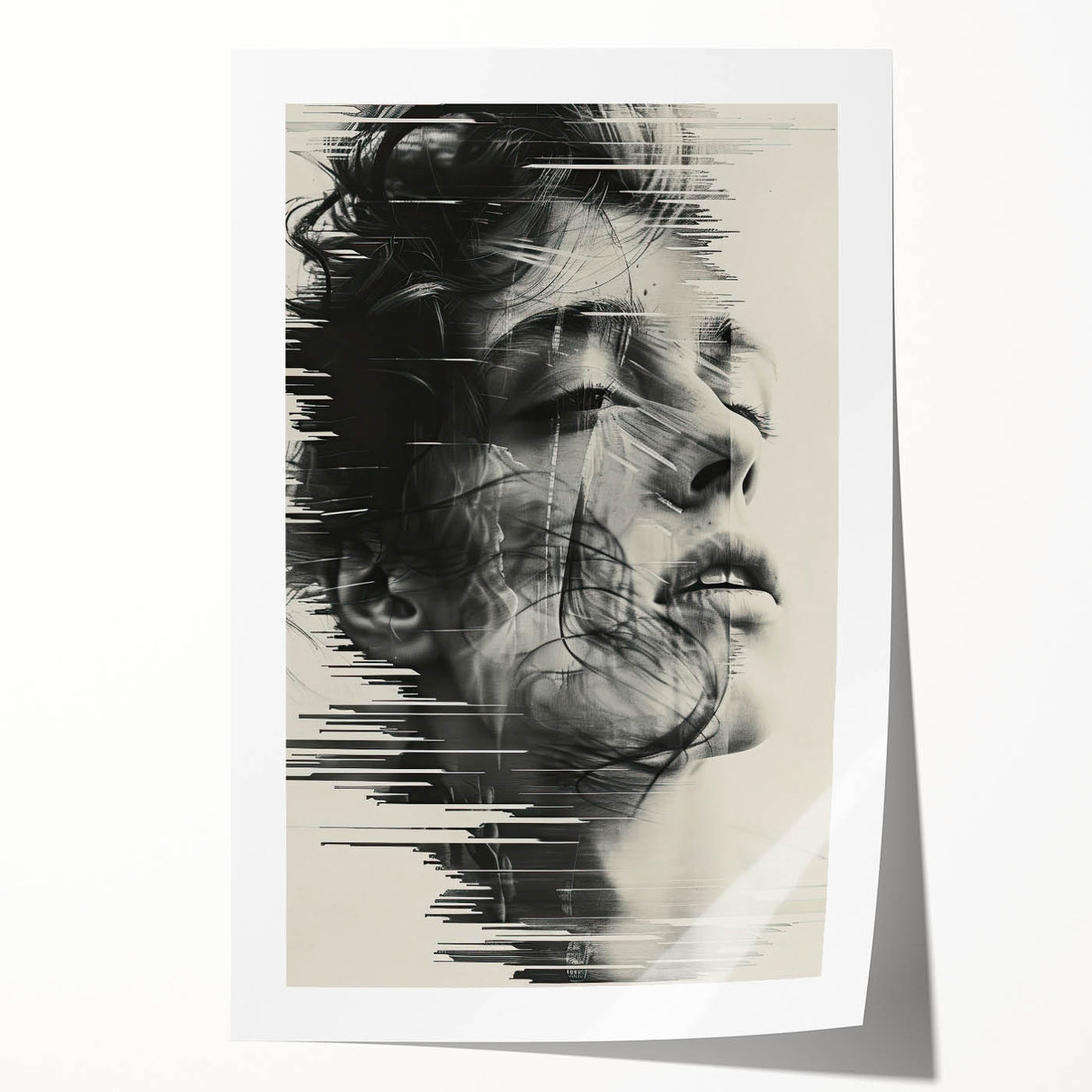 Abstract minimalist wall art print showcasing soft pastel colors and geometric shapes, rolled up for shipping in a protective cardboard tube, ideal for modern decor.