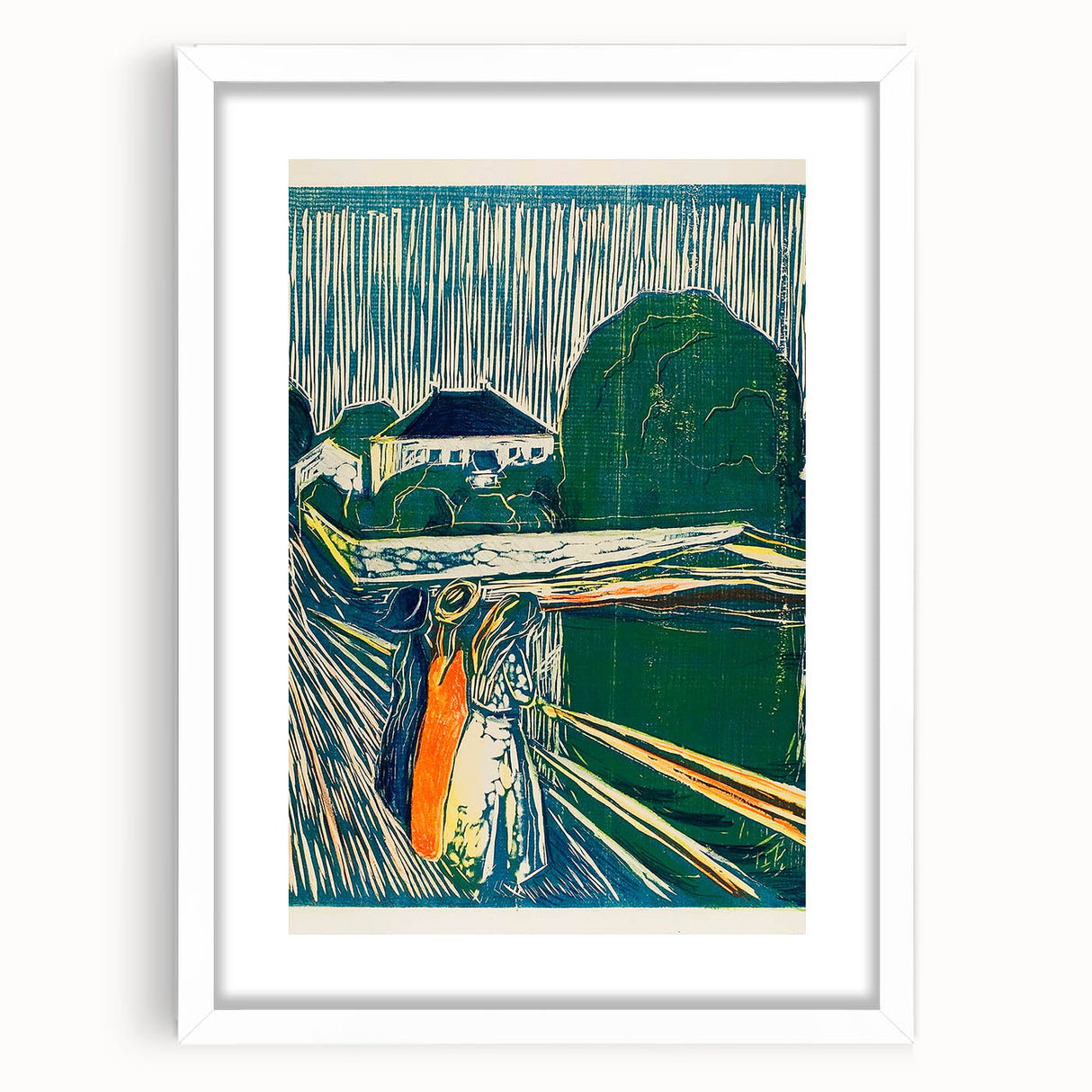 Expressionist Art: The Girls on the Bridge | Vibrant Munch Wall Art