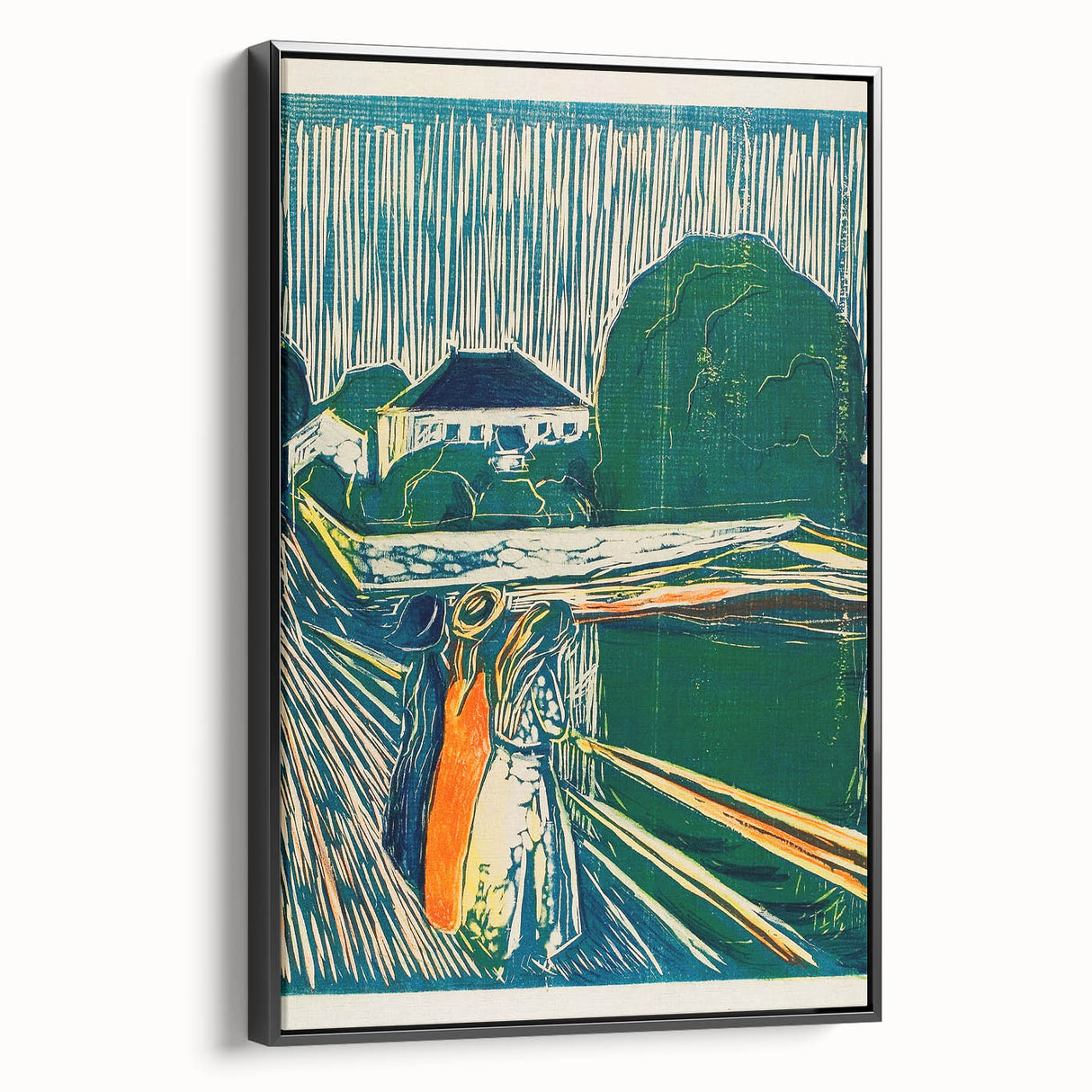Expressionist Art: The Girls on the Bridge | Vibrant Munch Wall Art