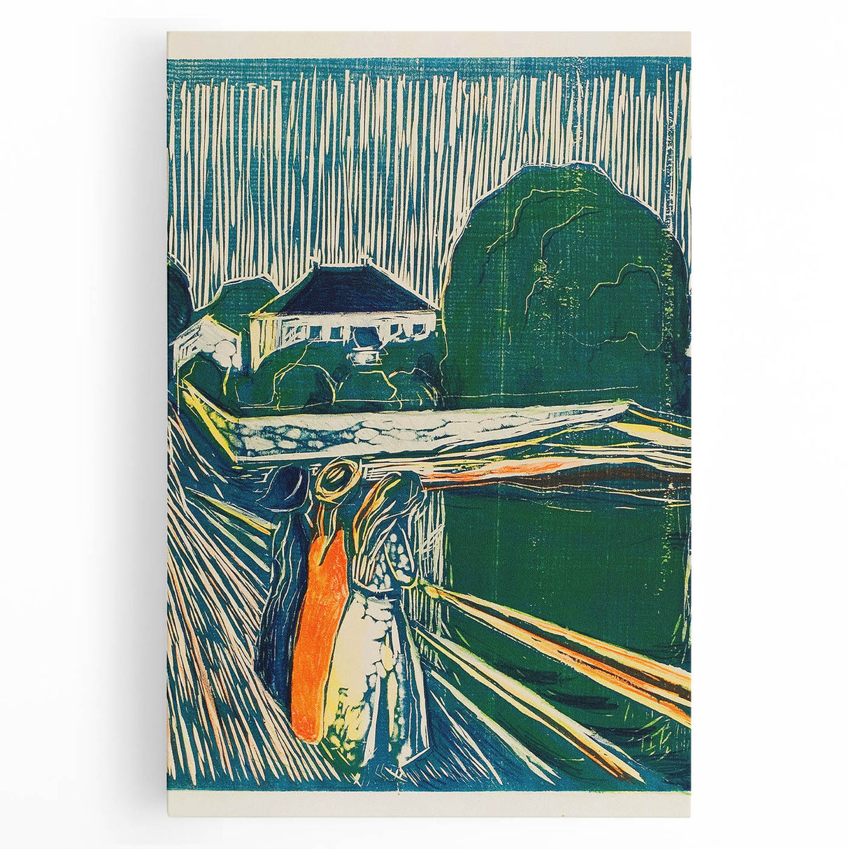 Expressionist Art: The Girls on the Bridge | Vibrant Munch Wall Art