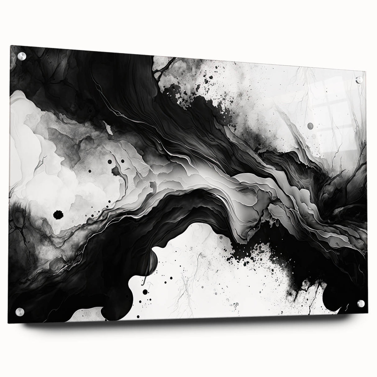Fluid Black and White Abstract Bedroom Wall Art – Framed & Canvas