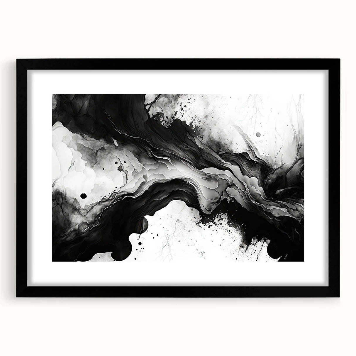 Fluid Black and White Abstract Bedroom Wall Art – Framed & Canvas