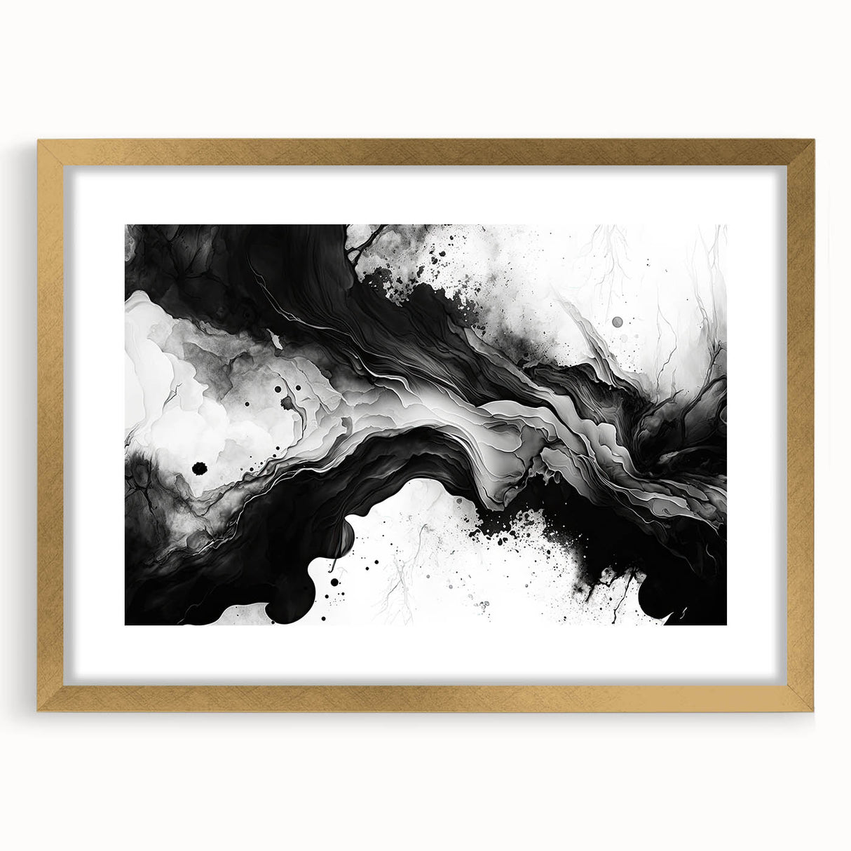 Fluid Black and White Abstract Bedroom Wall Art – Framed & Canvas