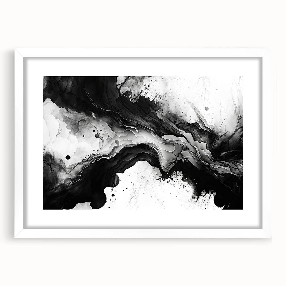 Fluid Black and White Abstract Bedroom Wall Art – Framed & Canvas