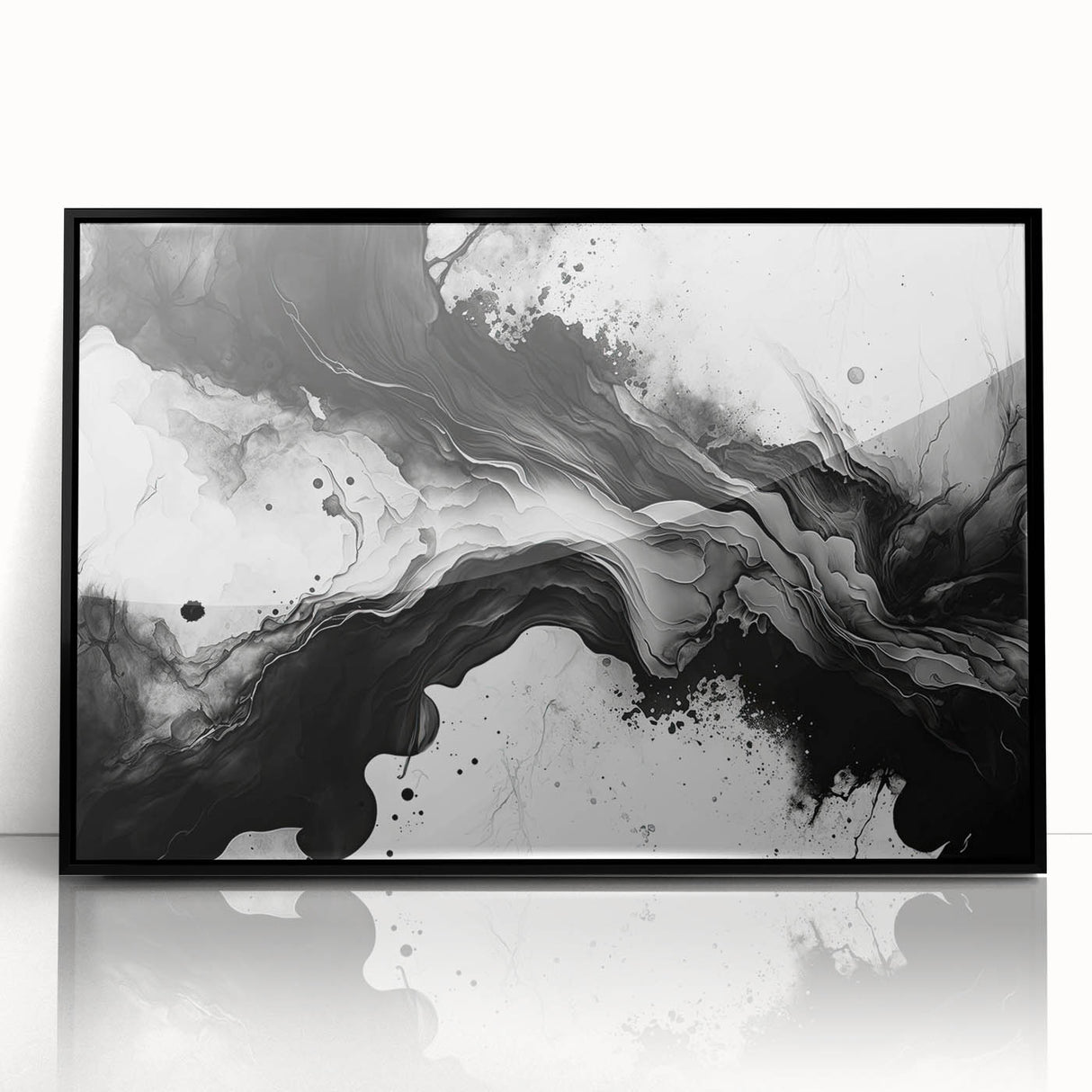 Fluid Black and White Abstract Bedroom Wall Art – Framed & Canvas