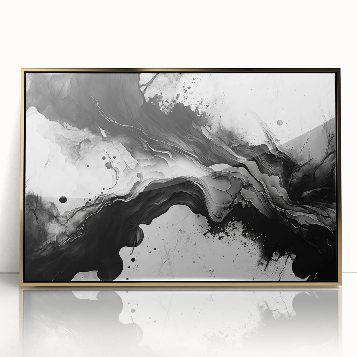 Fluid Black and White Abstract Bedroom Wall Art – Framed & Canvas