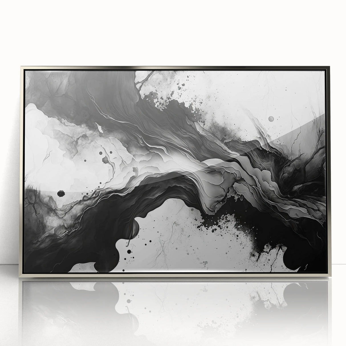 Fluid Black and White Abstract Bedroom Wall Art – Framed & Canvas