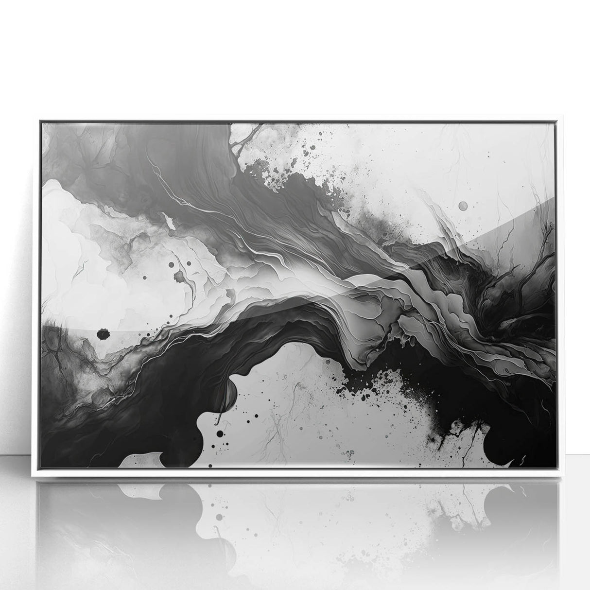Fluid Black and White Abstract Bedroom Wall Art – Framed & Canvas