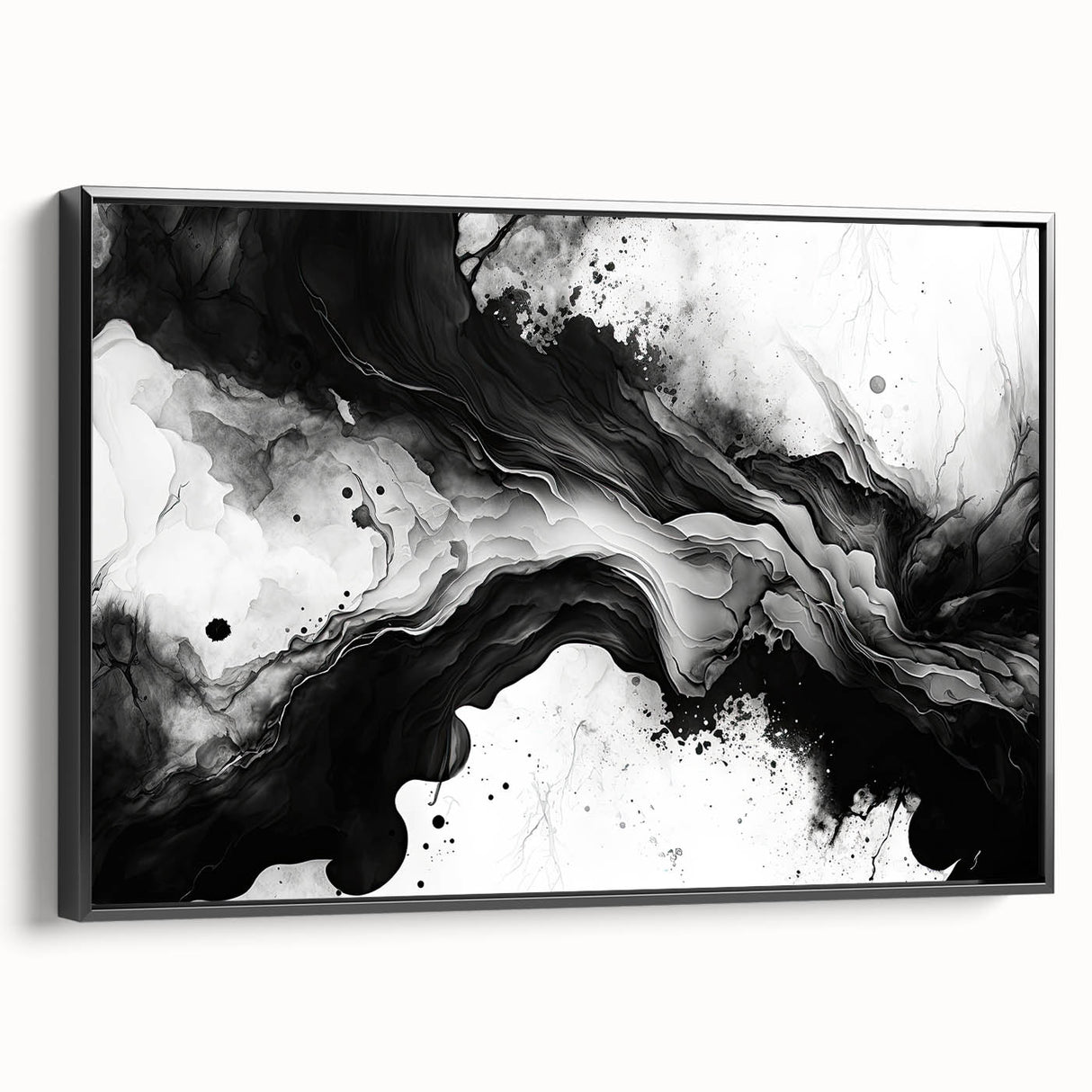 Fluid Black and White Abstract Bedroom Wall Art – Framed & Canvas