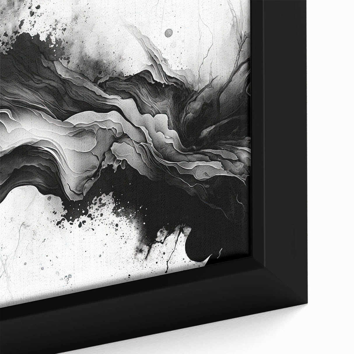 Fluid Black and White Abstract Bedroom Wall Art – Framed & Canvas