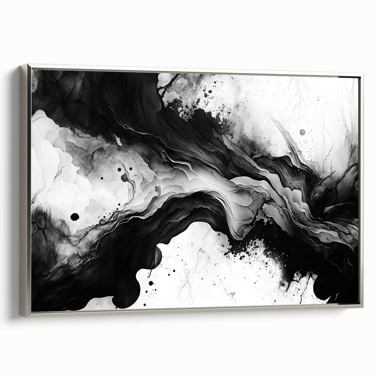 Fluid Black and White Abstract Bedroom Wall Art – Framed & Canvas