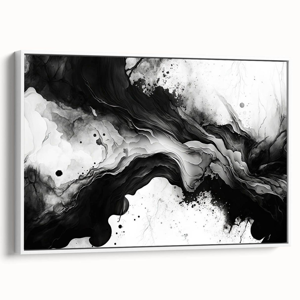 Fluid Black and White Abstract Bedroom Wall Art – Framed & Canvas