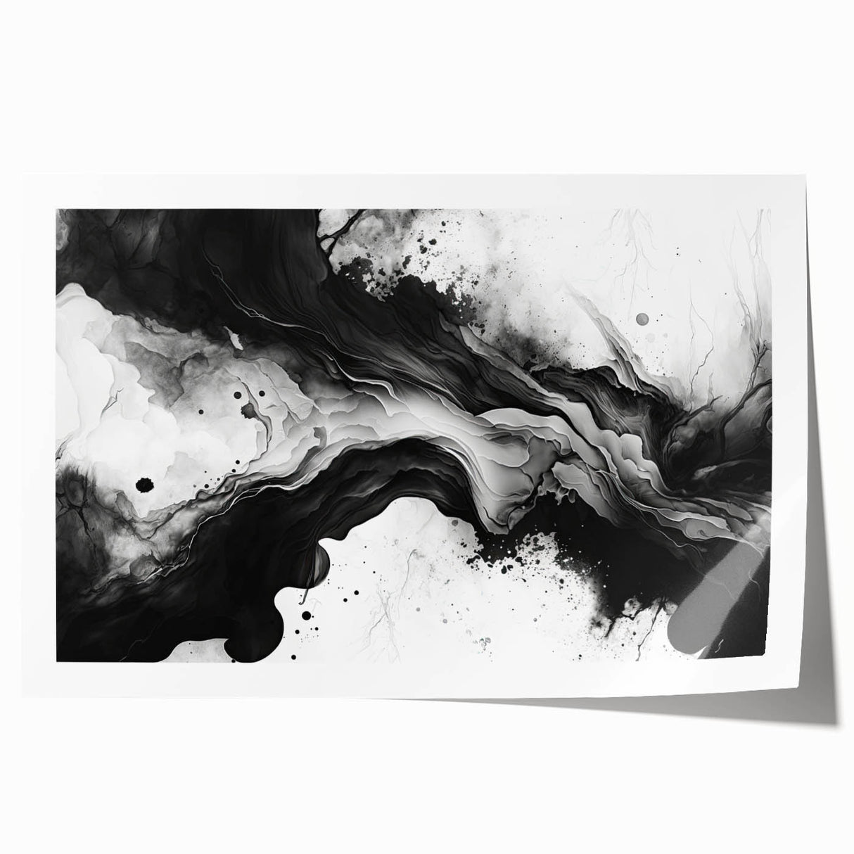 Fluid Black and White Abstract Bedroom Wall Art – Framed & Canvas