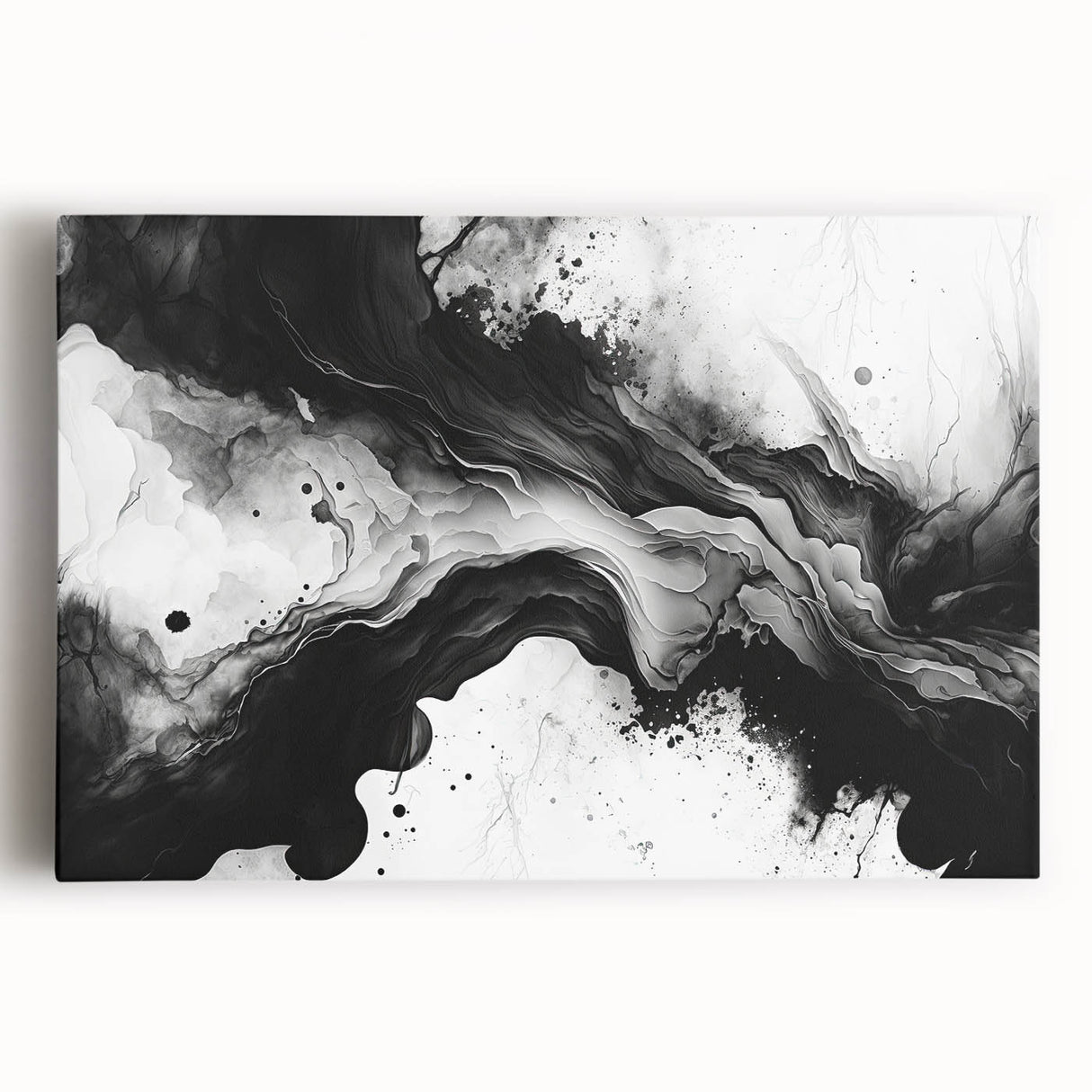 Fluid Black and White Abstract Bedroom Wall Art – Framed & Canvas