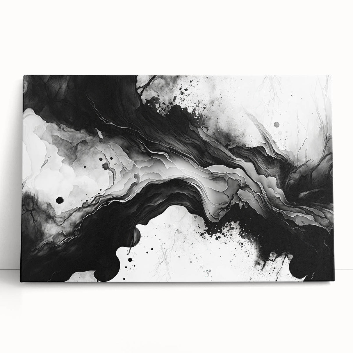 Fluid Black and White Abstract Bedroom Wall Art – Framed & Canvas