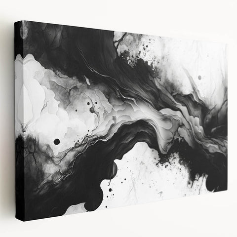 Fluid Black and White Abstract Bedroom Wall Art – Framed & Canvas