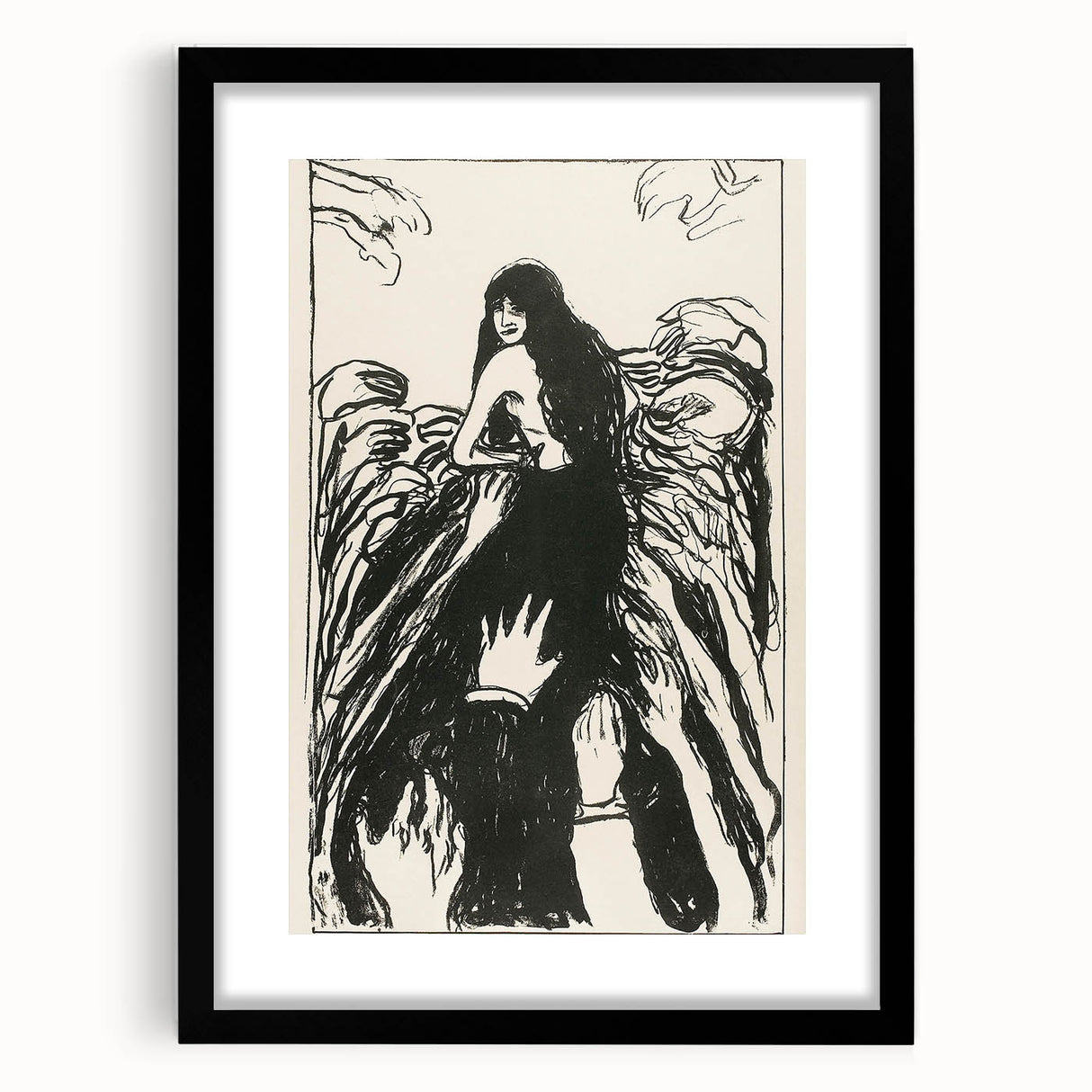 Expressionist Art: The Hands | Bold Black-and-White Munch Print