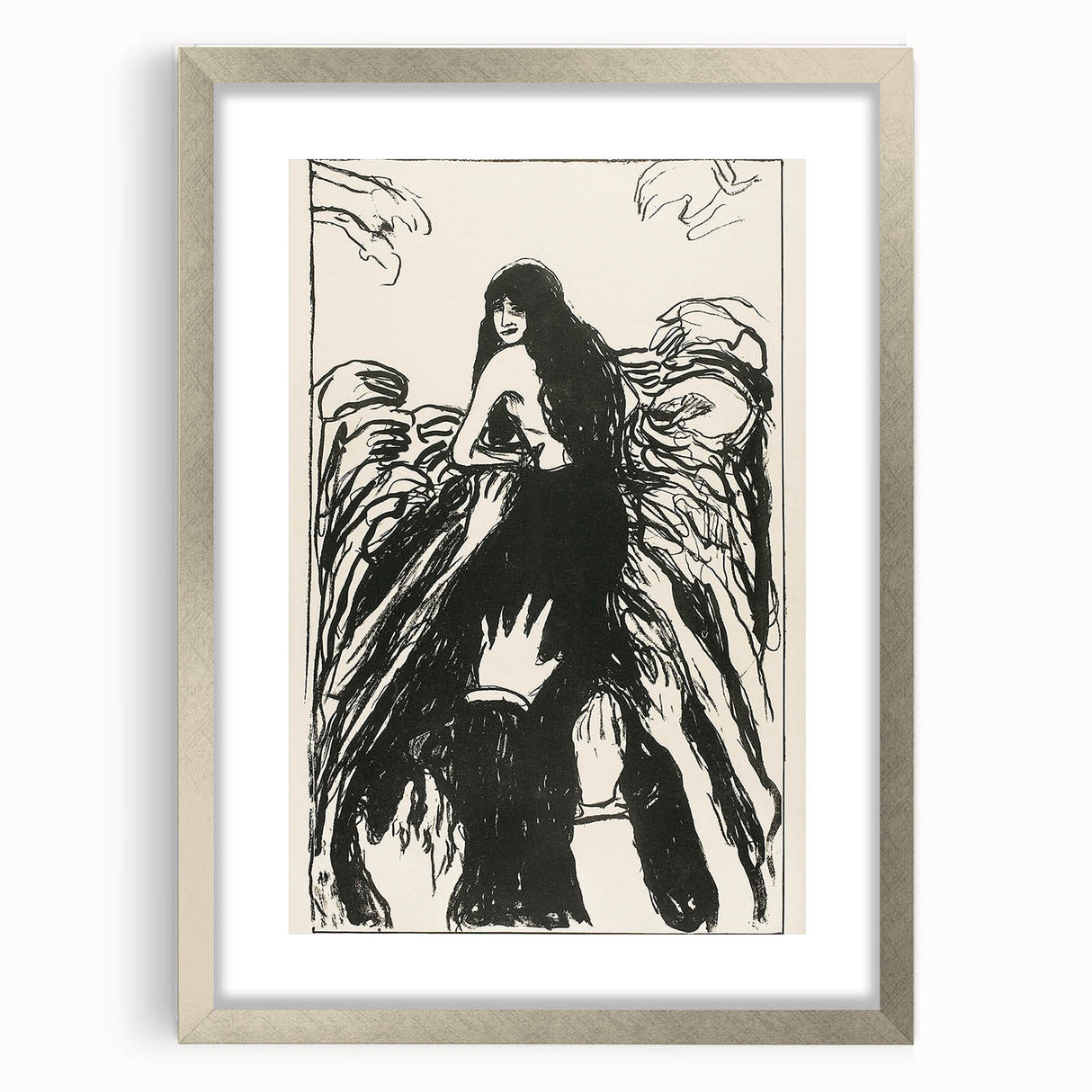 Expressionist Art: The Hands | Bold Black-and-White Munch Print