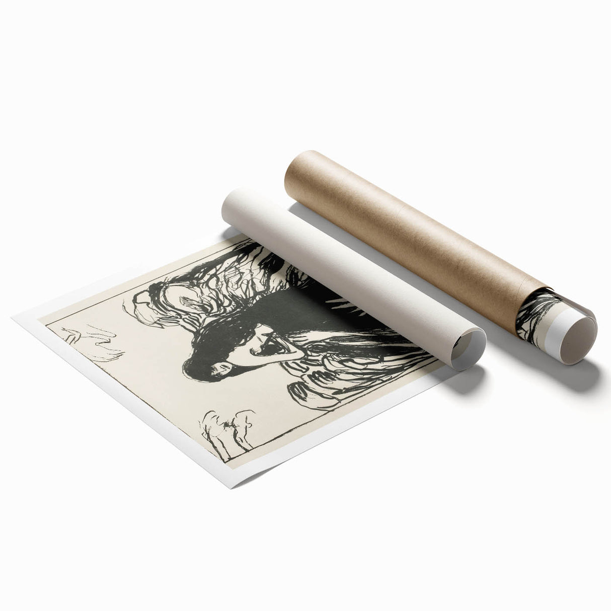 Expressionist Art: The Hands | Bold Black-and-White Munch Print