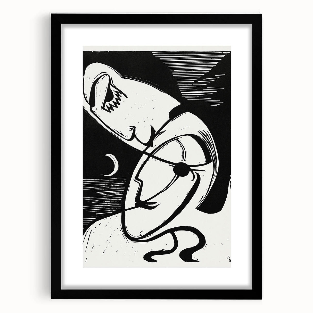 Expressionist Art: The Kiss | Bold Black-and-White Kirchner Print