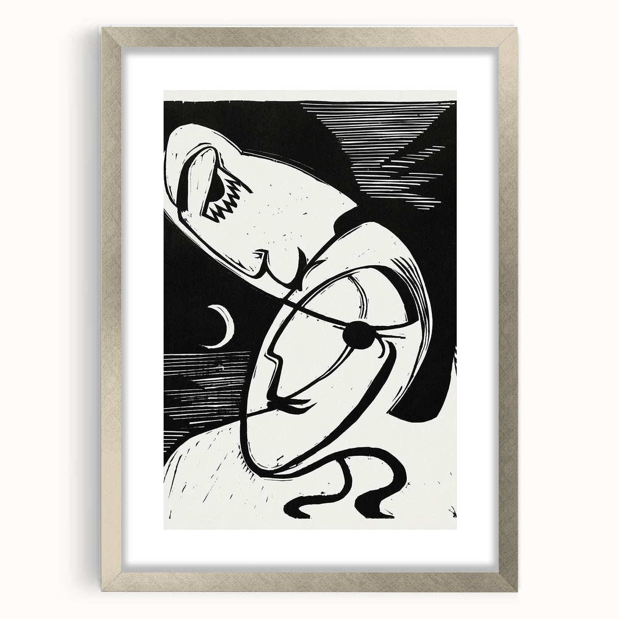 Expressionist Art: The Kiss | Bold Black-and-White Kirchner Print