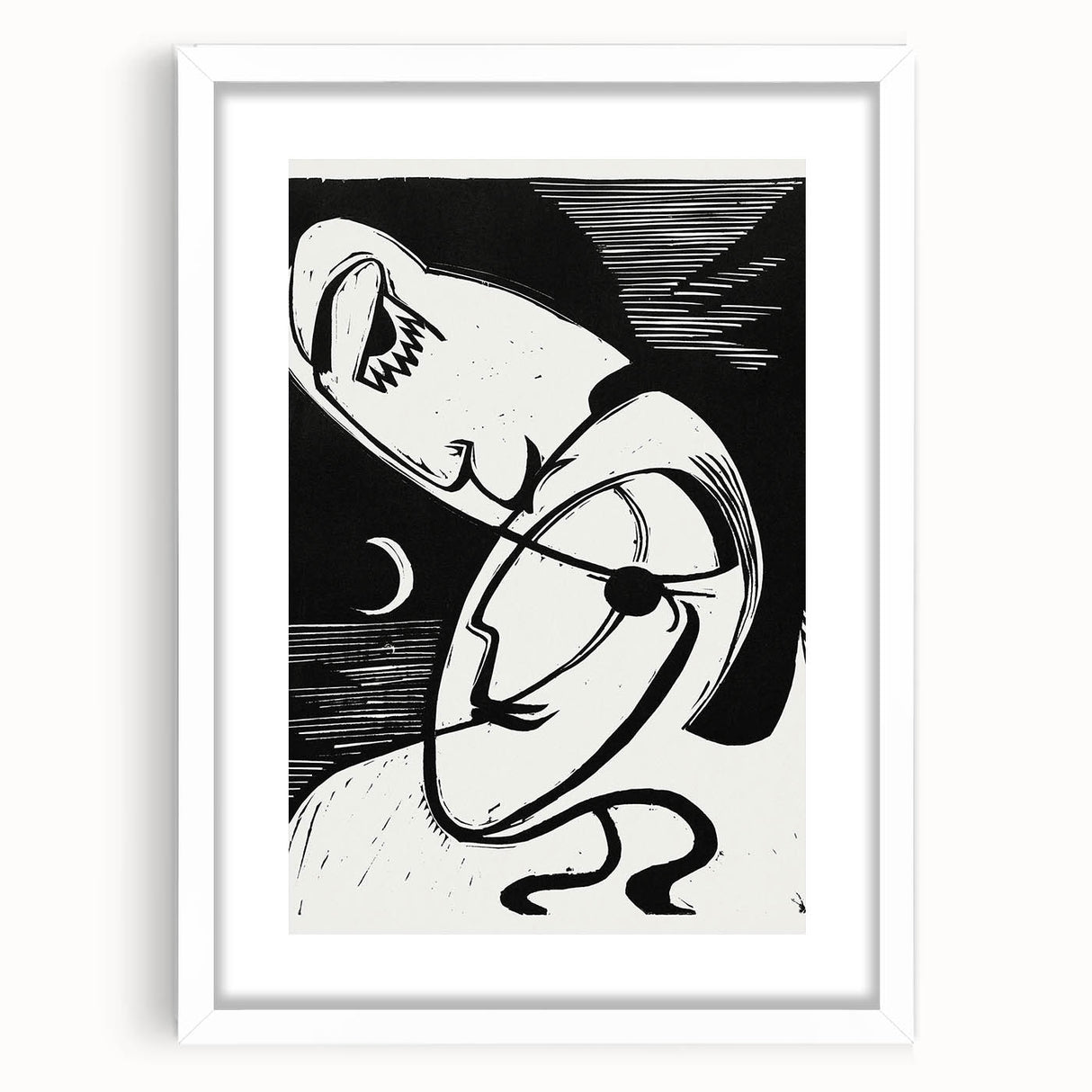 Expressionist Art: The Kiss | Bold Black-and-White Kirchner Print