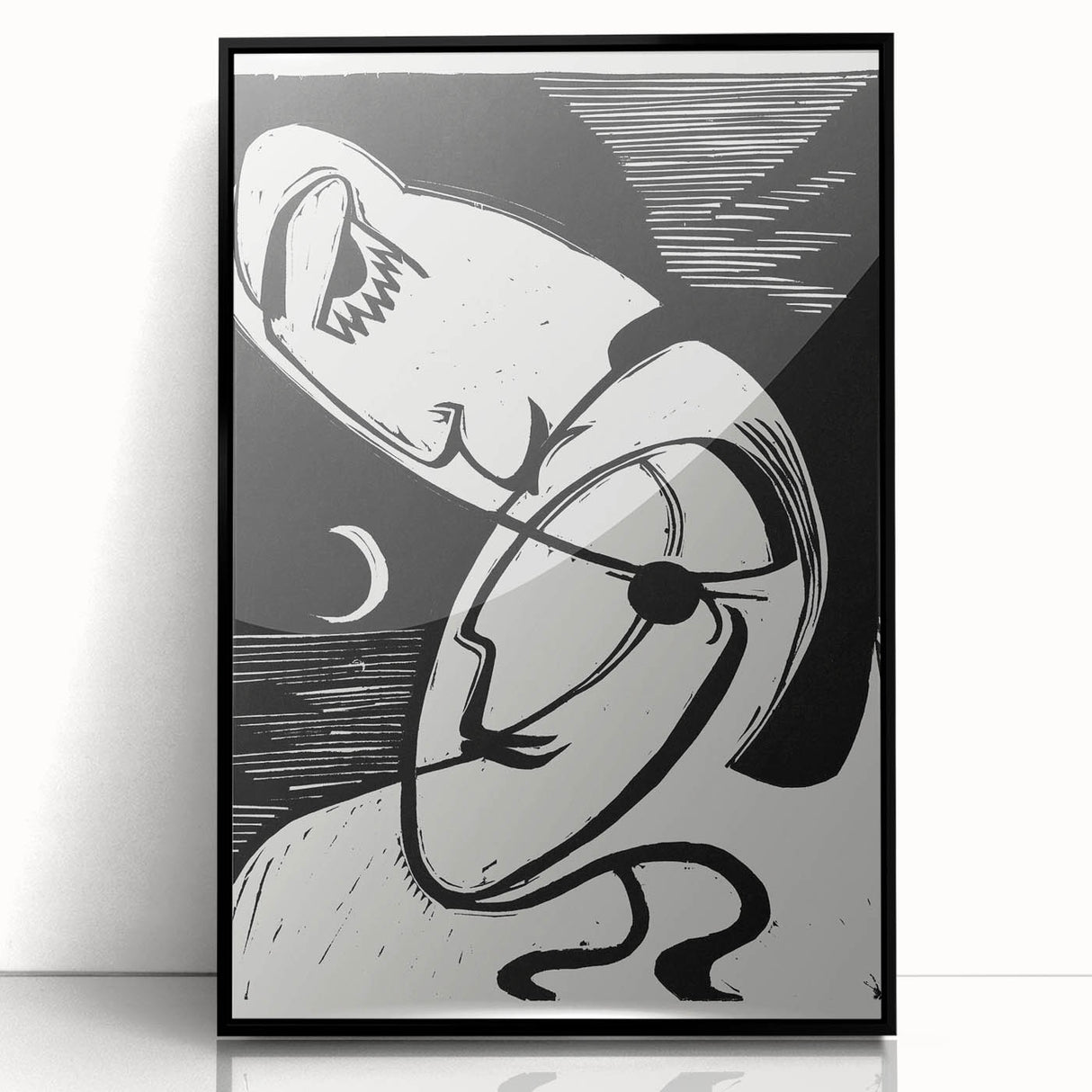 Expressionist Art: The Kiss | Bold Black-and-White Kirchner Print