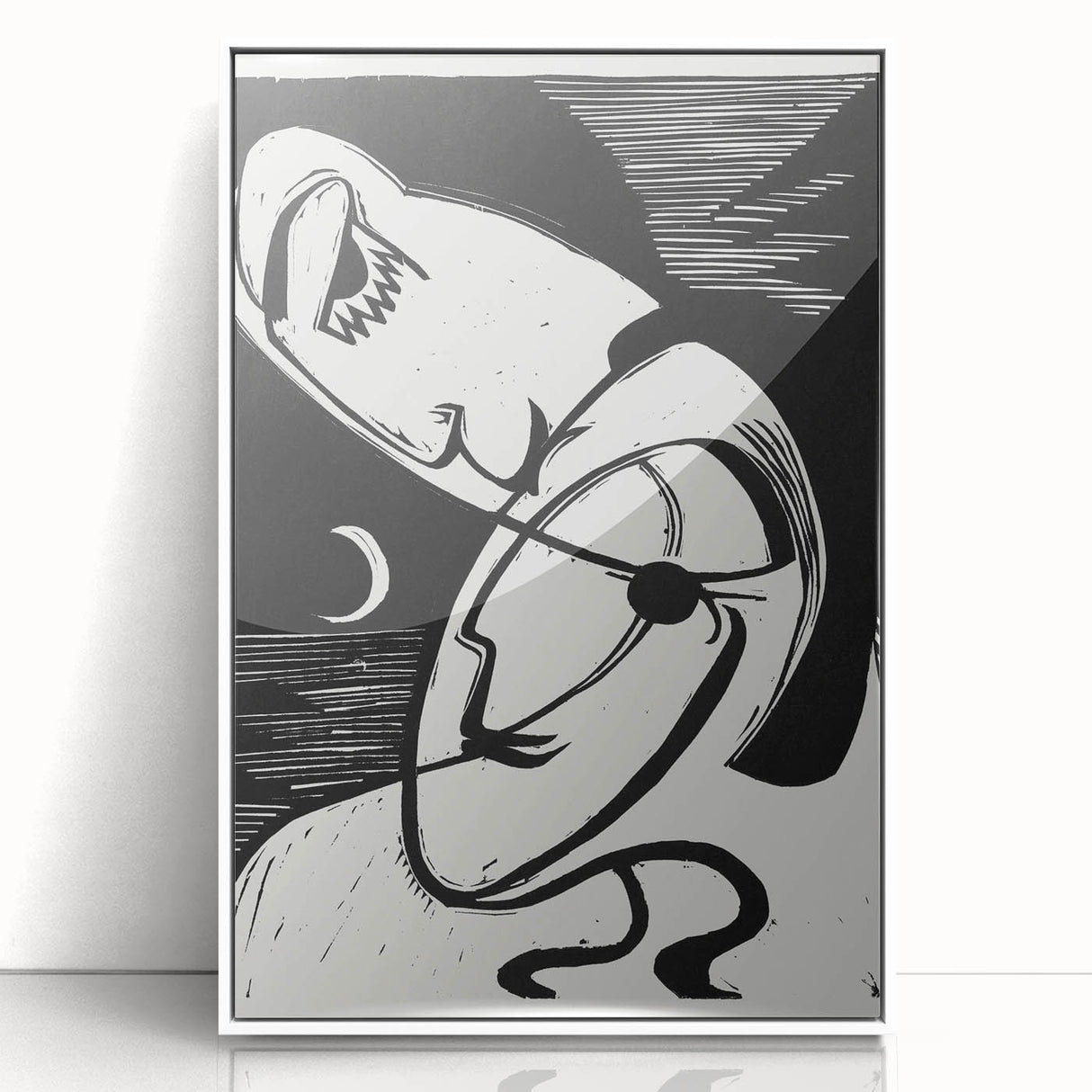 Expressionist Art: The Kiss | Bold Black-and-White Kirchner Print