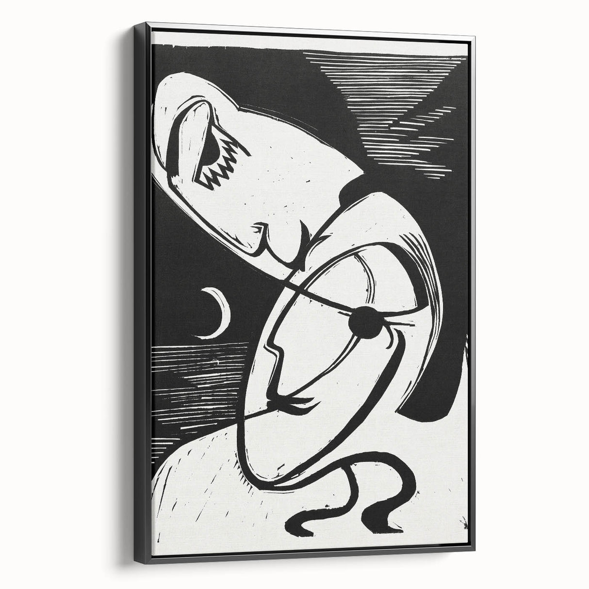 Expressionist Art: The Kiss | Bold Black-and-White Kirchner Print