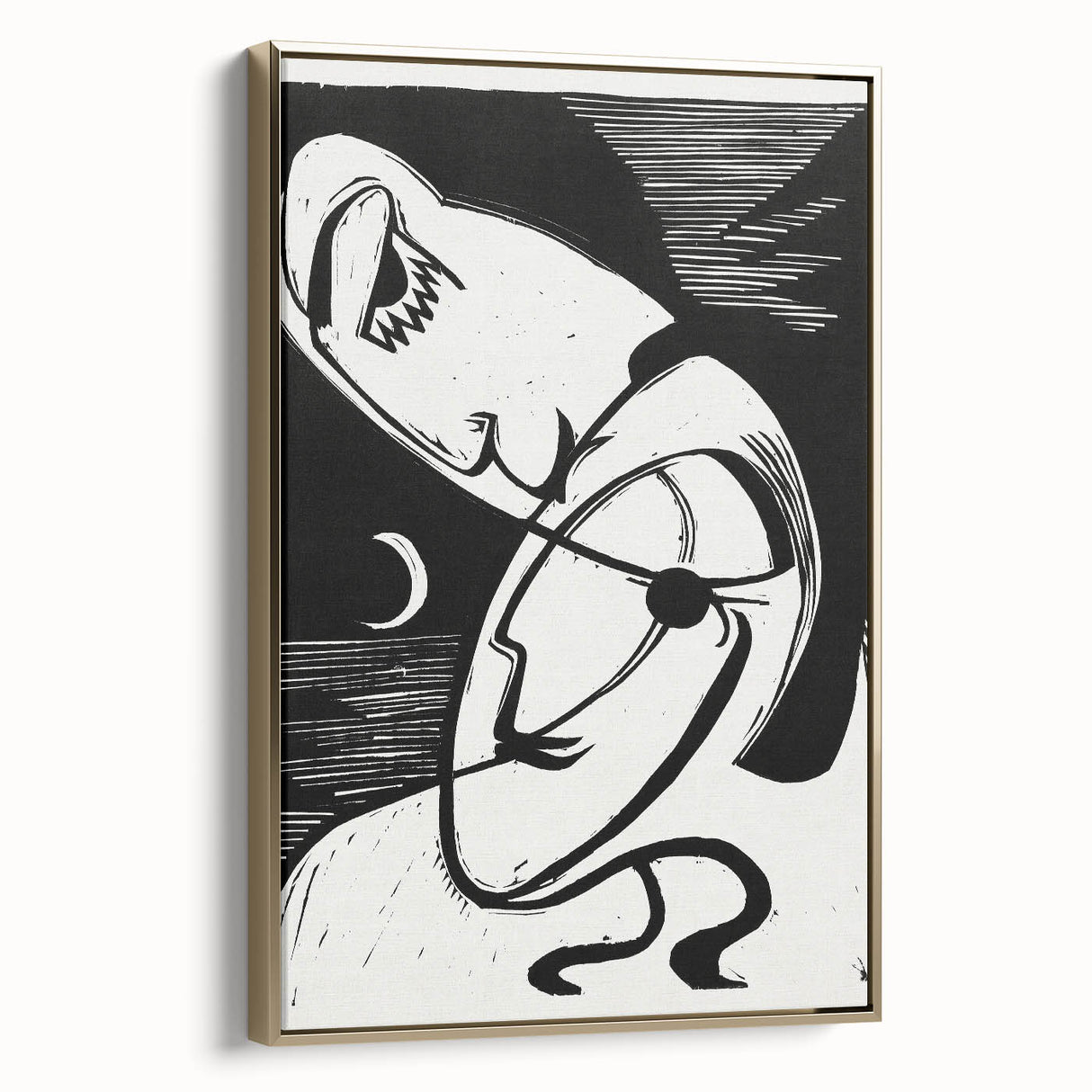 Expressionist Art: The Kiss | Bold Black-and-White Kirchner Print