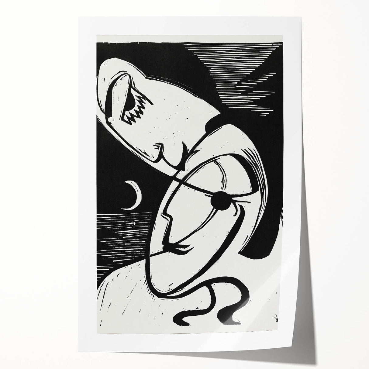Expressionist Art: The Kiss | Bold Black-and-White Kirchner Print