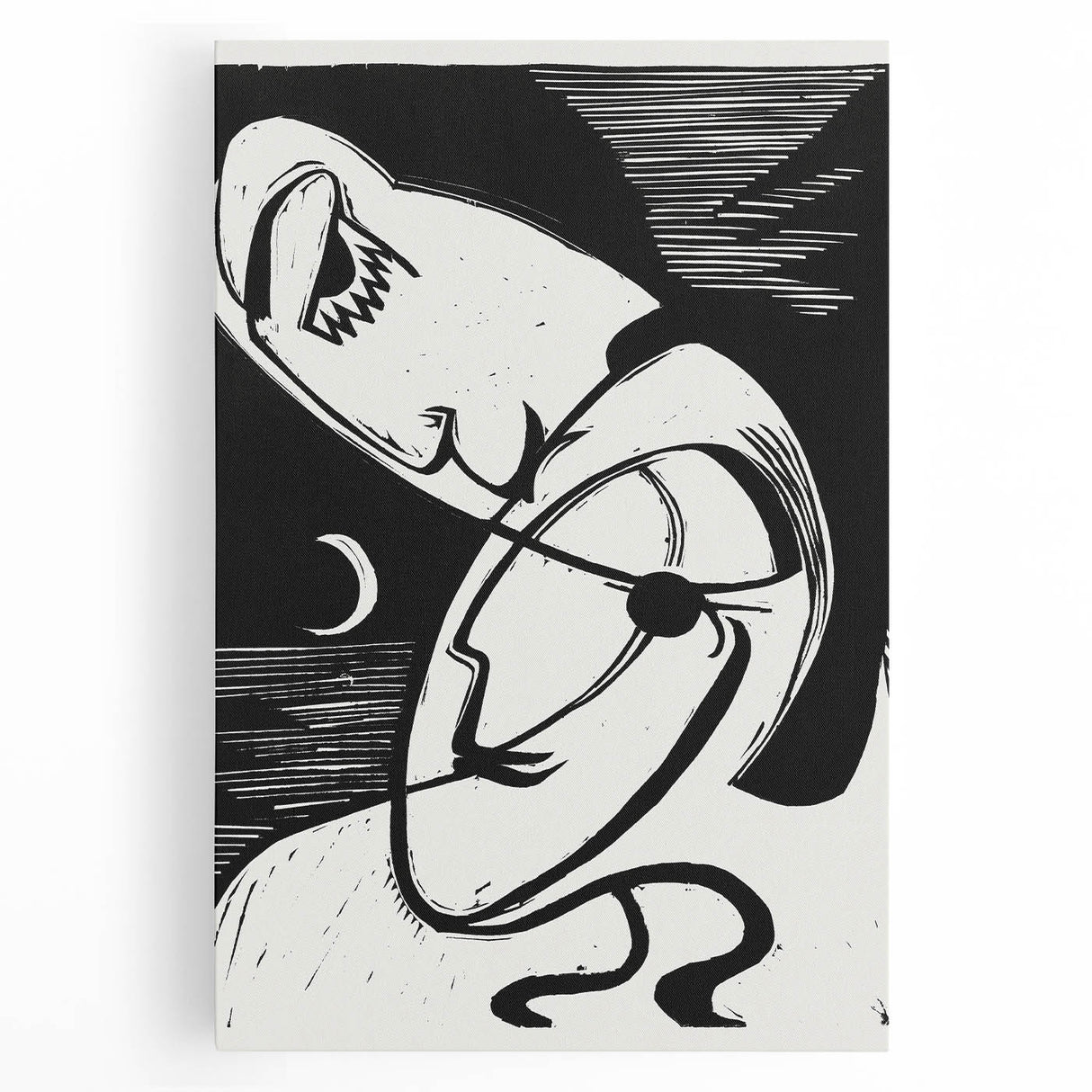 Expressionist Art: The Kiss | Bold Black-and-White Kirchner Print