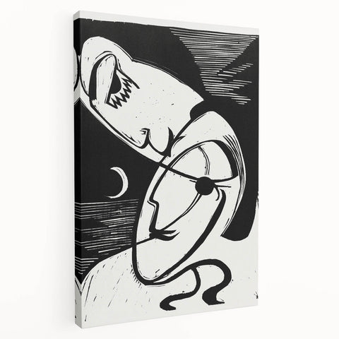 Expressionist Art: The Kiss | Bold Black-and-White Kirchner Print