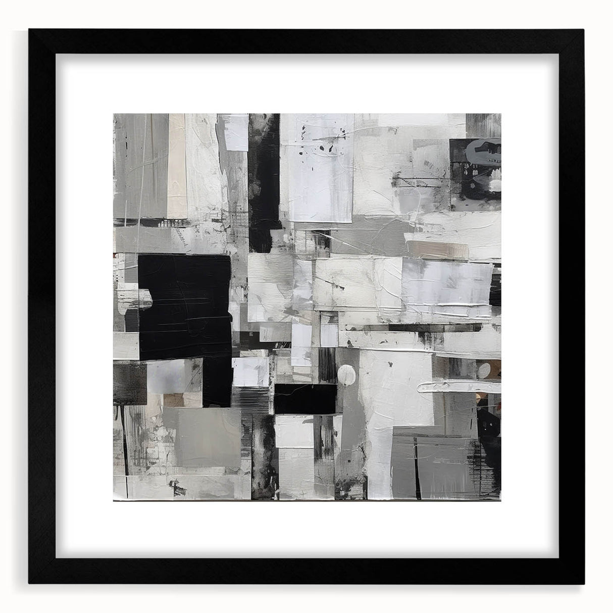 Geometric Black and White Abstract Bedroom Wall Art – Framed & Canvas